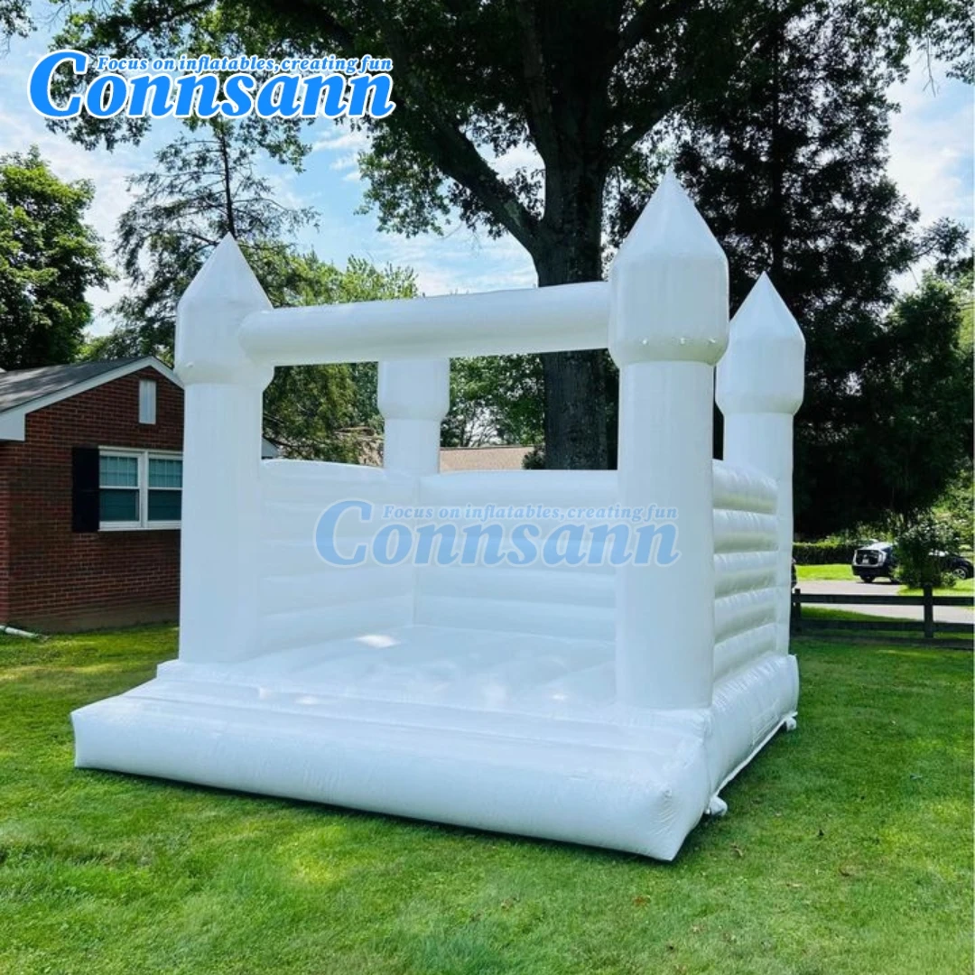 Casa inflável branca do salto, castelo Bouncy do jumper para o partido do casamento, bouncer com ventilador, personalização