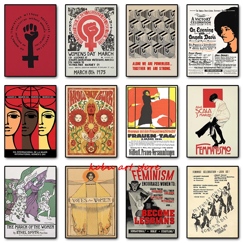 Vintage Feminist Art International Women's Day Poster Women's Rights Suffragette Canvas Printing Retro Wall Art Room Home Decor