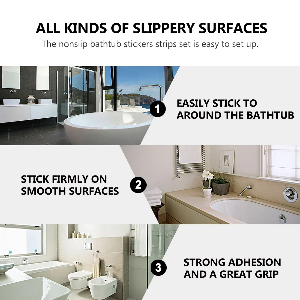 

20Pcs Bathtub Anti Skid Stickers Bathroom Self-Adhesive Non-Slip Safety Shower Tread Strips Strong Adhesion Non-Skid Strips