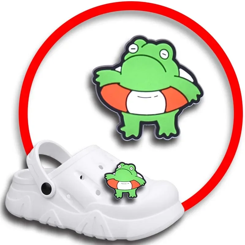 

Упаковка булавок для Crocs, шармы, аксессуары для обуви, забавное украшение лягушки, джинсы, женские сандалии, пряжка, Детские сувениры, мужские значки