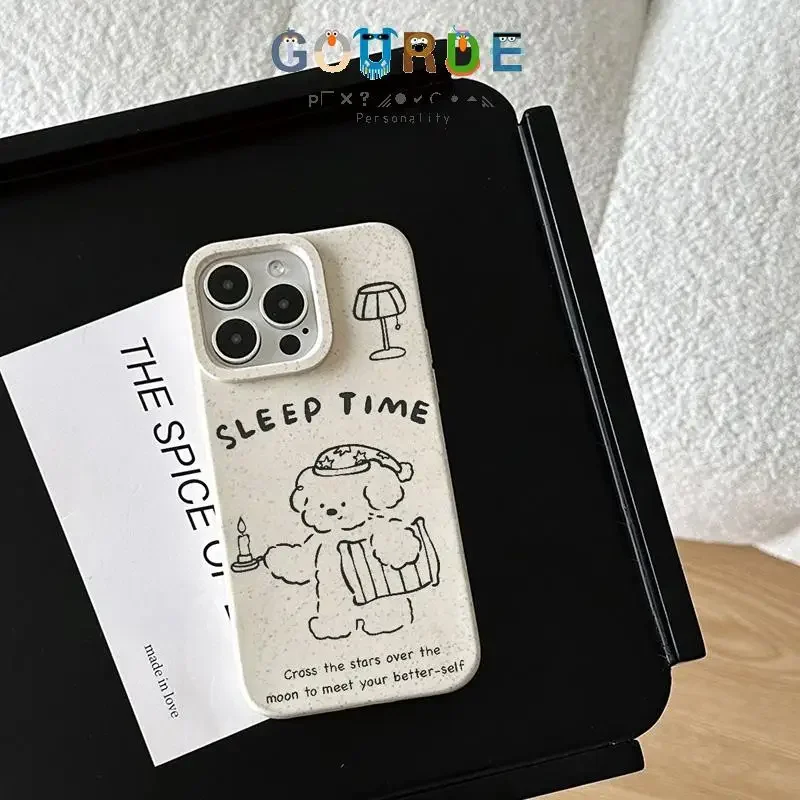 

Gourde Cute Sleep Dog Patterns Biodegradable Phone Case for Iphone 16 15 14 12 13 11 Pro Max Ip 7 8 Plus Iphon X Xs Xr Xs Max