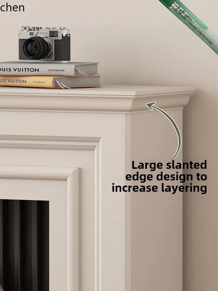 HTT villa TV cabinet retro white decorative cabinet fireplace cabinet heating high-end fireplace  home decor