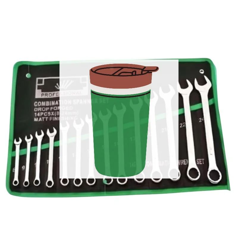Wrench Storage Roll Pouch Non-woven Fabric Tool Bag 14 Pockets Organizer for Industrial Repair Outdoor Construction