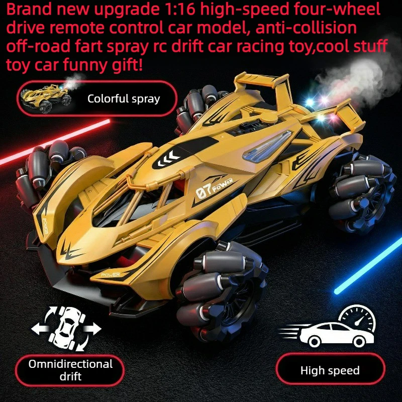 

Cool Stuff Toy Car Funny Gift-1:16 High-speed 4WD Rc Drift Car,Remote Control Car Model,Kawaii Fart Spray Rc Cars,Toys for Kids