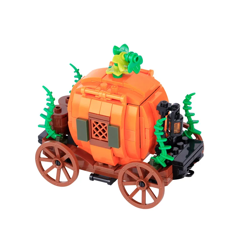 MOC Halloween pumpkin cart witch figurine accessories small particle mosaic building block toy Halloween gift kids toy