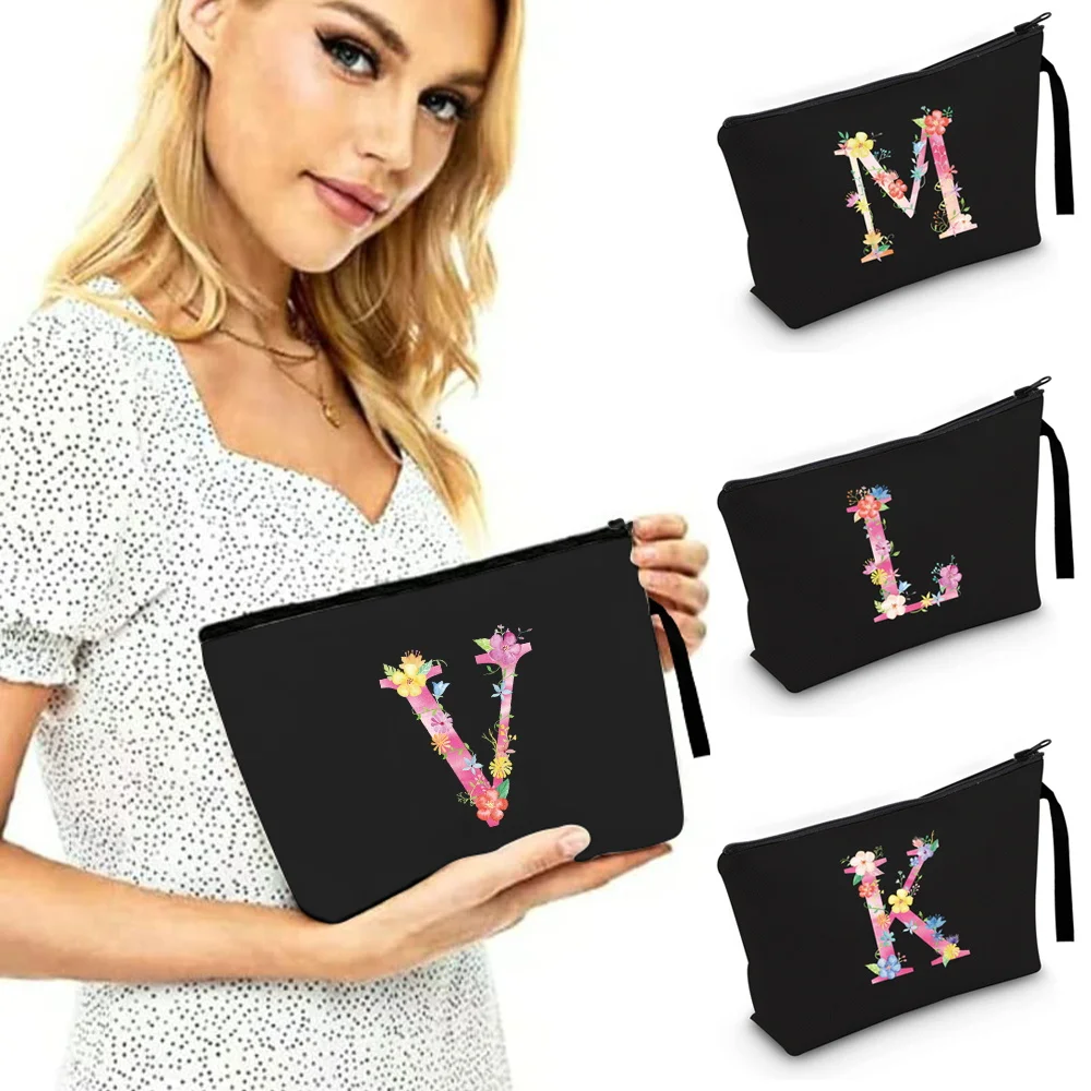 

Makeup Bag Portable Makeup Bag Convenient Travel Makeup Bag Canvas Handbag Pink Letter Series Jewelry Organizer 2024 New