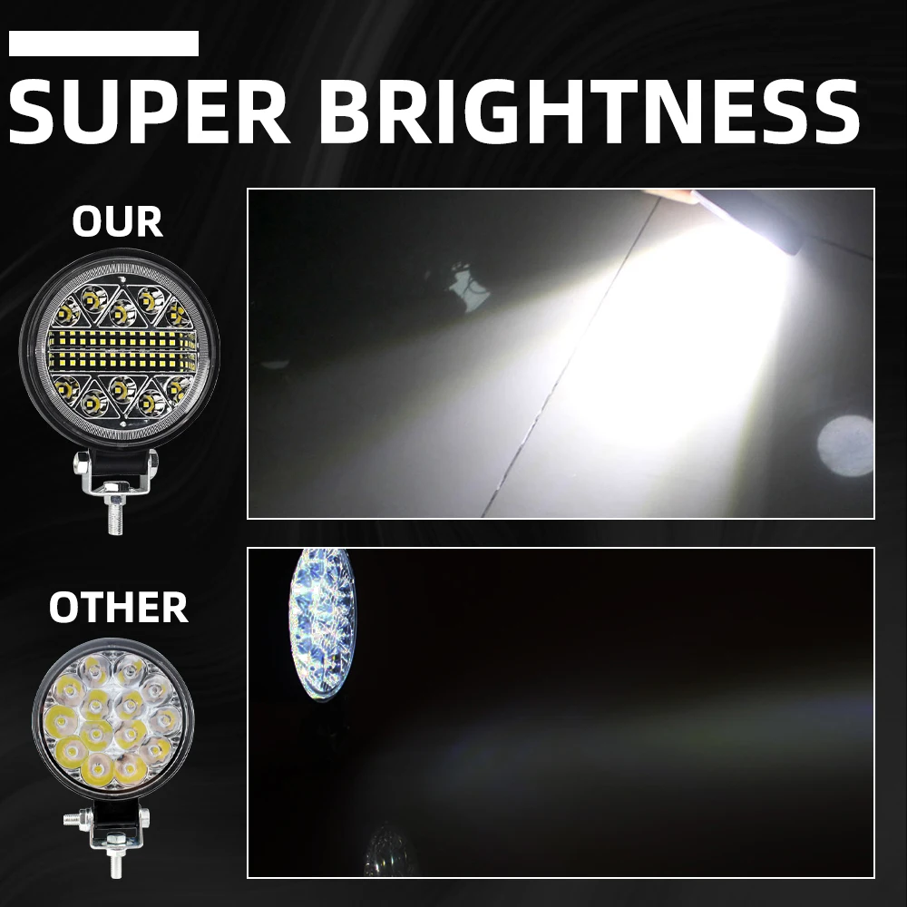 1/2 Stück 102W Auto-Arbeitsscheinwerfer 12V 24V DRL Scheinwerfer 34SMD Tagfahrlicht 6000K Weißer Spotlight für Offroad-Truck ATV UTV – Detail 2