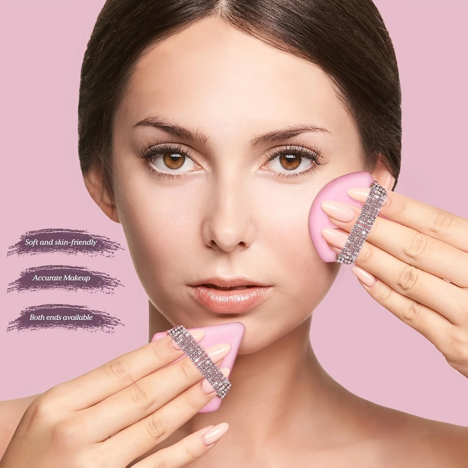 6個入り ダイヤモンド型パウダーパフ - フェイス用ソフトメイクアップパフ - ルースパウダー、ボディパウダー、ウェット＆ドライコスメ用セッティングパウダーパフ