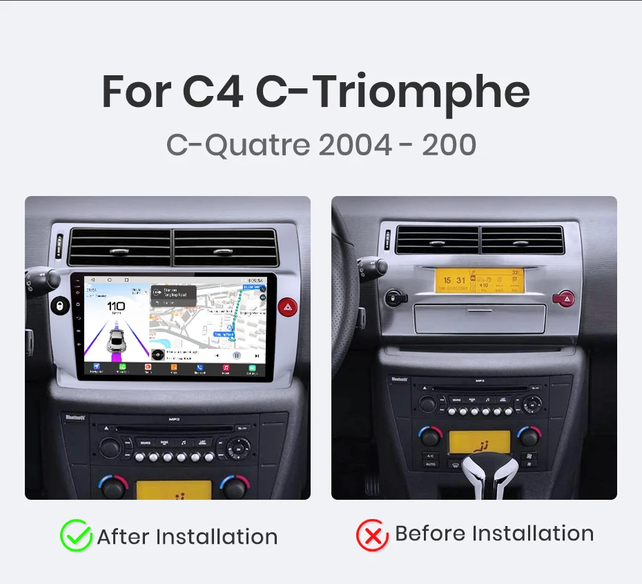 Junsun Qualcomm 8-Kern 360 ° Optionale Kamera, CarPlay, Android Auto Autoradio für Citroen C4 C-Triomphe C-Quatre 2004-2009, 2-DIN-Systeme, Stereo, GPS, SWC, Bluetooth, FM, RDS, DSP, IPS-Bildschirm, intelligente Fahrzeugsysteme, KI-Sprachsteuerung, 4G, WLAN, 8-Kern, Plug&Play-Headunit – Detail 3
