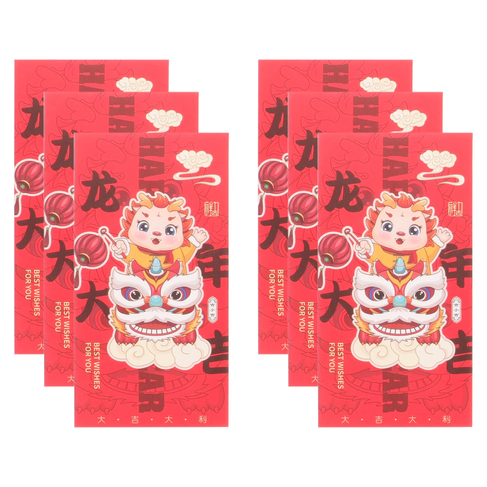 6Pcs Zodiac Dragon Red Envelopes Chinese Style Lucky Money Bags for Spring Festival and Parties 2024 Red Envelopes