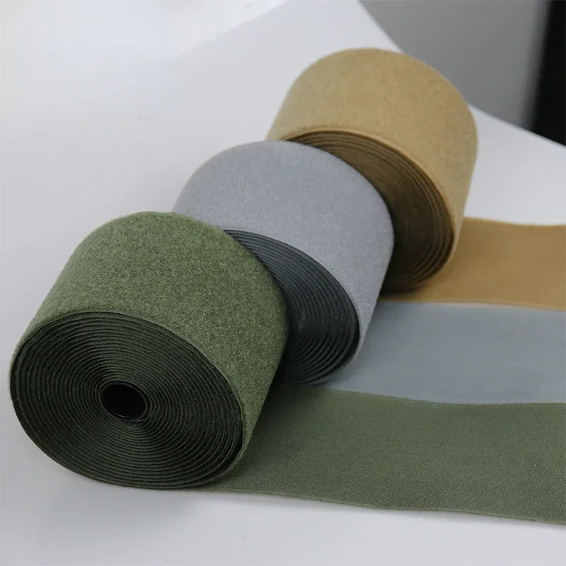 1m Length 5cm Width Army Green Brown Gray Black White Velcros Hook Loop Sticker Tape Sewing Webbing Accessory for DIY Bag Cloth