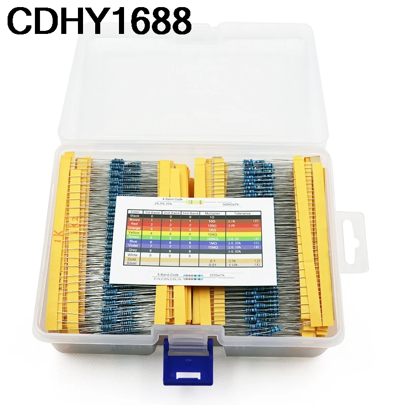 

130 types of 2600 1/4W metal film resistance package element package 0.25W full series resistance value (boxed)