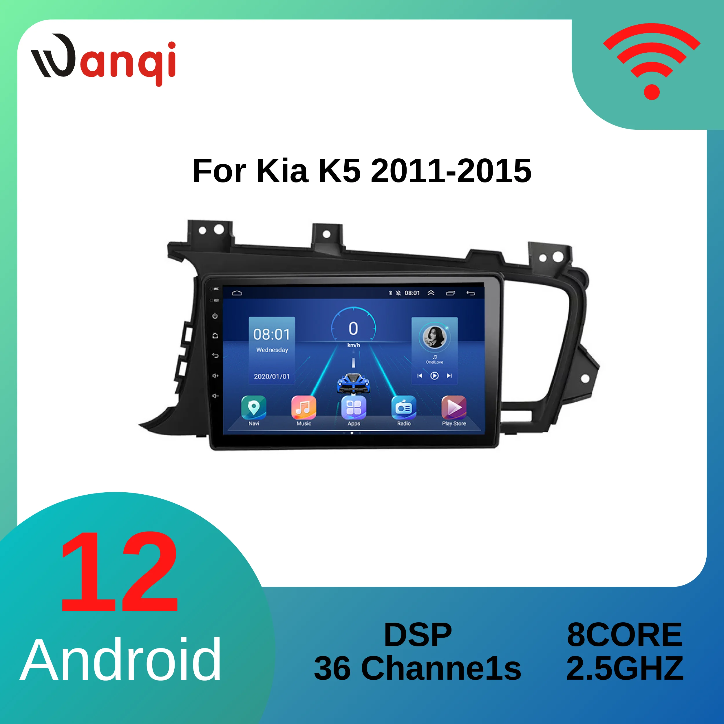 

9 Inch Wanqi 12.0 Car Mirror Video Multimedia Player System for Kia K5 2011 2012 2013 2014 2015 Vehicle CD GPS Navigation Radio