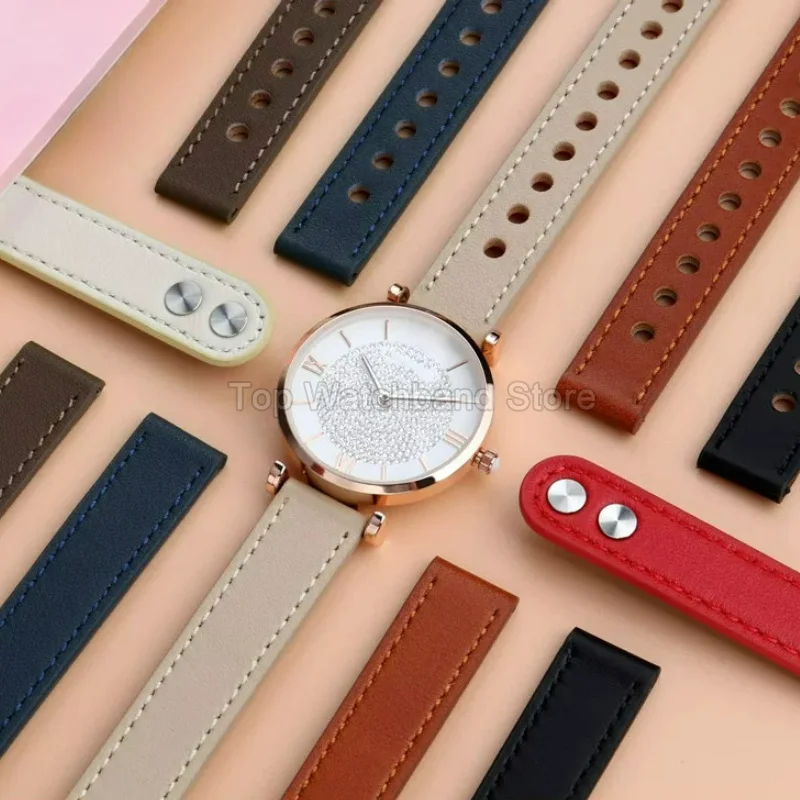 Premium Watch Strap Soft Flexible Genuine Leather Skin Friendly Inner Layer Snug Wrist Design for Apple Armani AR1908/1926/1909