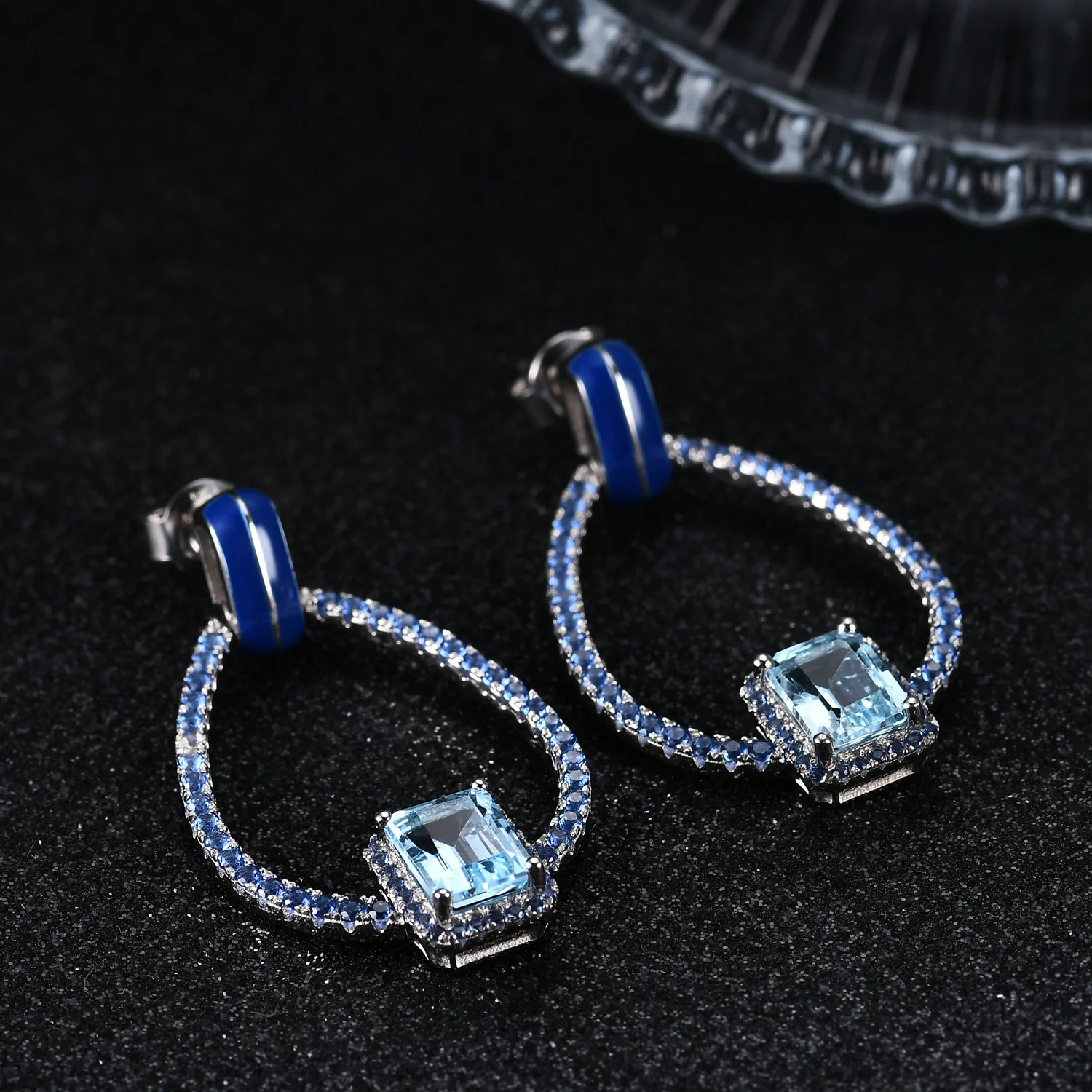 genuine Luxury brand real jewels French Romantic Designer s925 Silver Inlaid Natural Colorful Topaz Earrings high quality