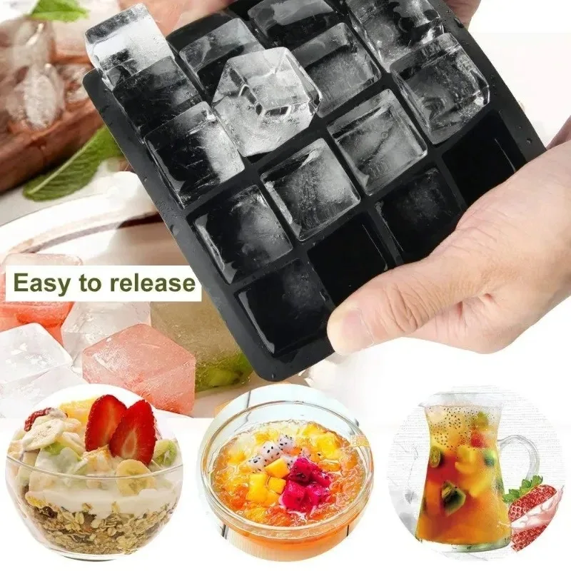 24 Grid Silicone Ice Cube Mold Big Square Ice Cube Tray Mold Ice Cube Maker Non-toxic Durable Bar Pub Wine Ice Blocks Maker