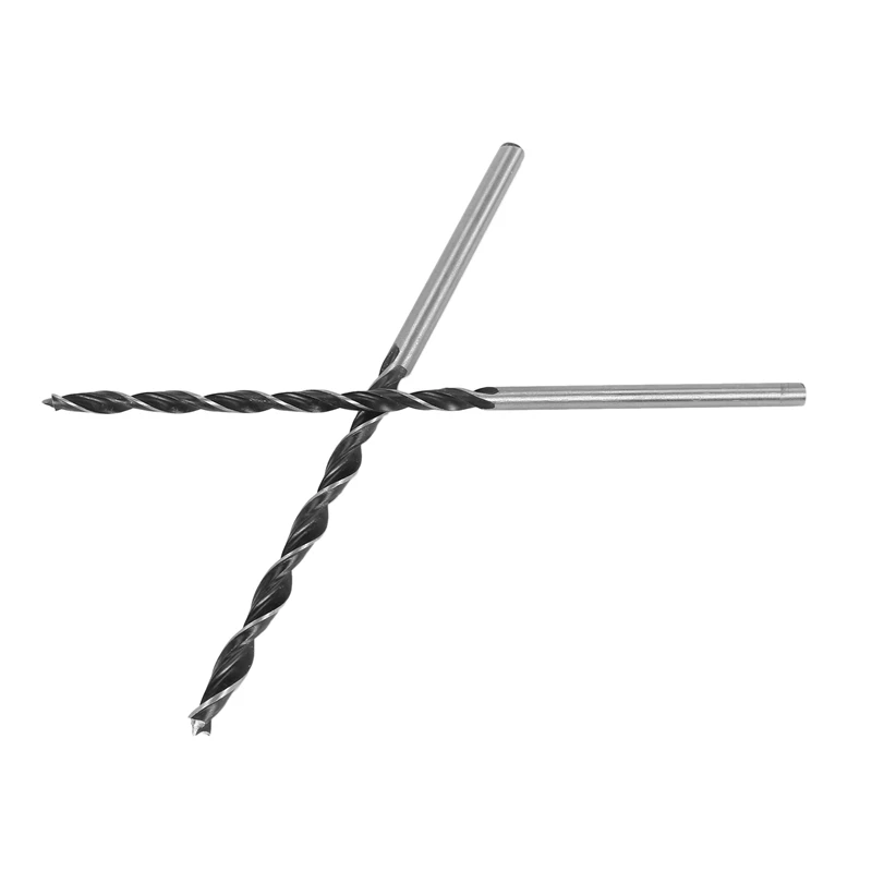 A23T 14Pc Long Wood Drill Bit Set 4-12mm x 300mm Brad Point, High Speed Steel Heat Treated for Carpentry Deep Hole, Silver