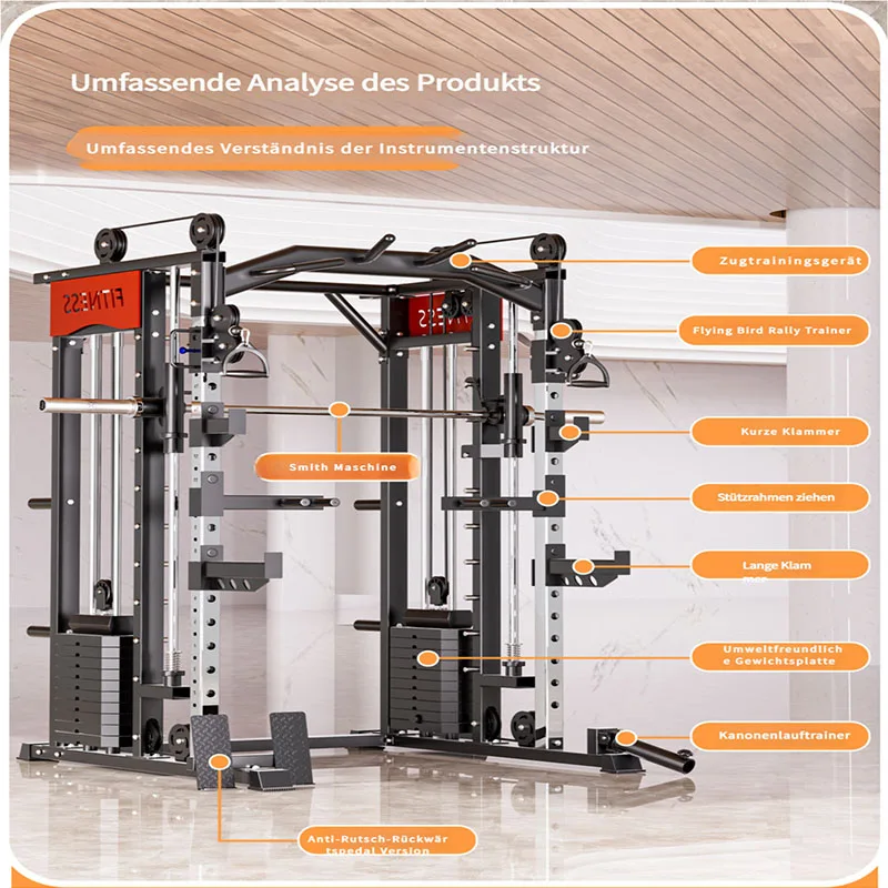 Home Flying Bird Longmen Frame Smith Comprehensive Trainer, Multi-functional Squat and Push Stand, Sports Gym Equipment