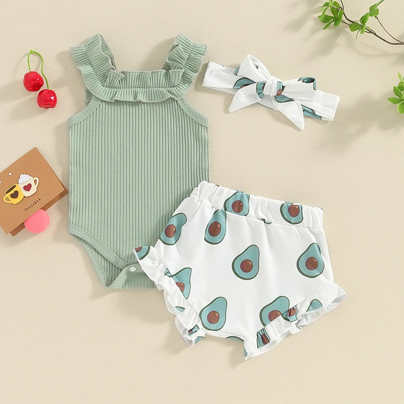 

Newborn Baby Girl Clothes Floral Sleeveless Romper Bodysuit Ruffle Bloomers Shorts Infant Summer Outfits Set