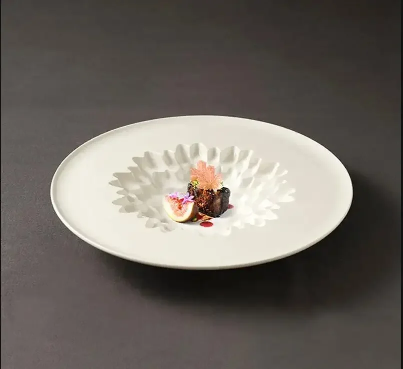 

Hotel Restaurant Main Course Salad Dessert Plate Dinner Ceramic Steak Nordic Household Kitchen White Tableware