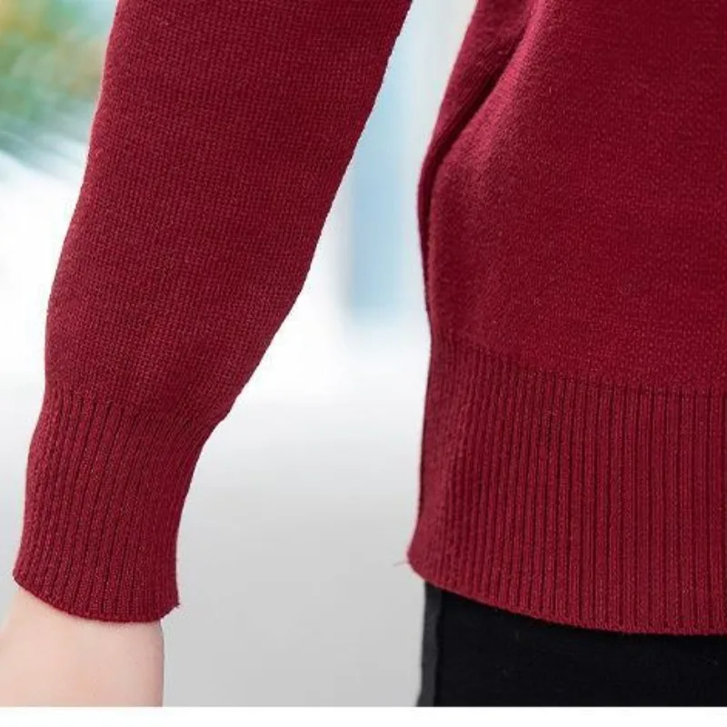 Herbst Winter Frauen Pullover Rundhals ausschnitt solide Strass Knopf Laterne Langarm Pullover gestrickt Mode lässig Tops