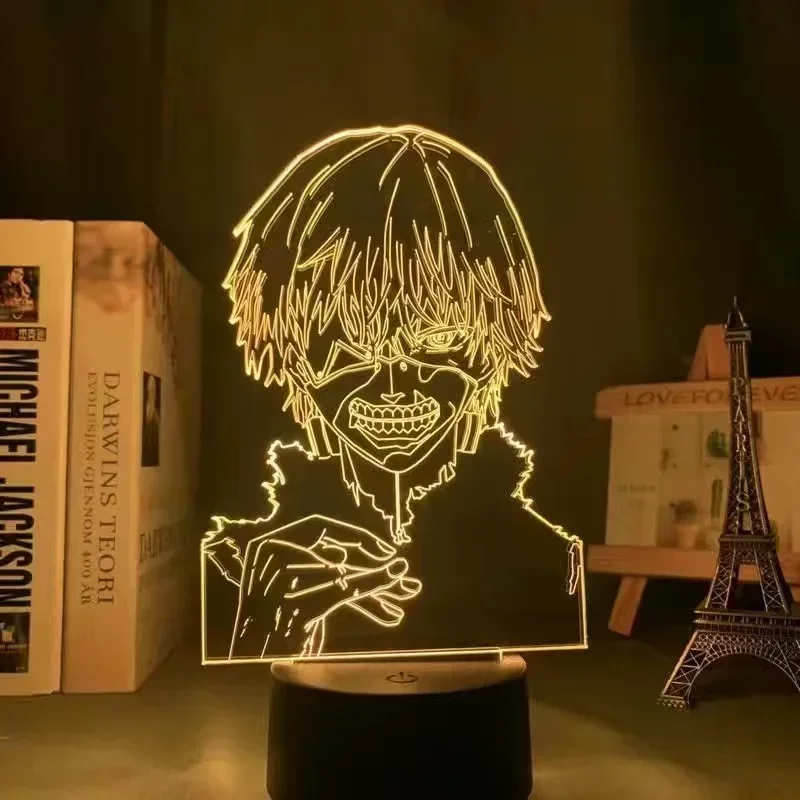 Anime Figures Tokyo Ghoul Kaneki Ken 3d Lamp Juuzou Suzuya for Bedroom Decor Children Cartoon Christmas Gifts