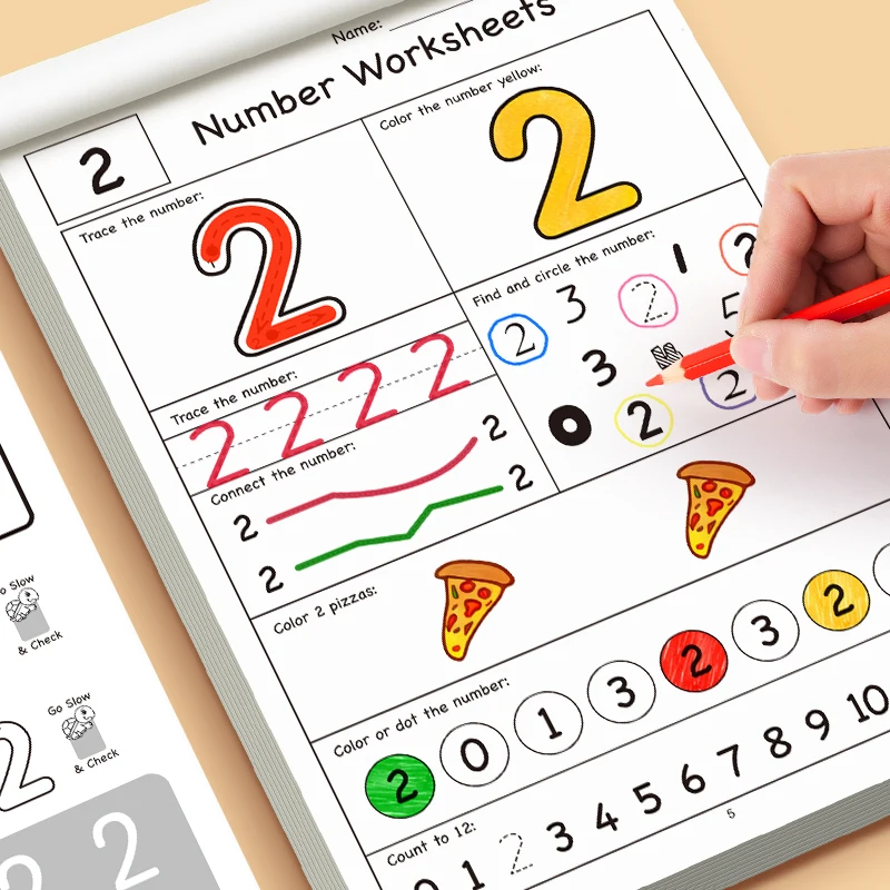 32 Pages Number Coloring Practice Book Fun Digital Interactive Seven Number Games Drawing Pen Control Practice Drawing Book