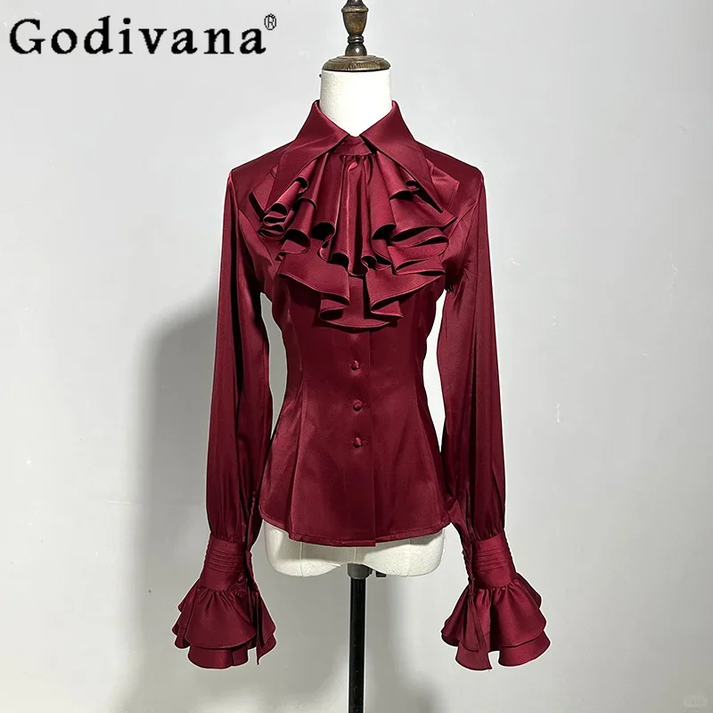 

Lolita Inner Wear Gothic Style Shirt for Women Vintage Retro Prince Style Blouses Female Japanese Style Inner Wear Top