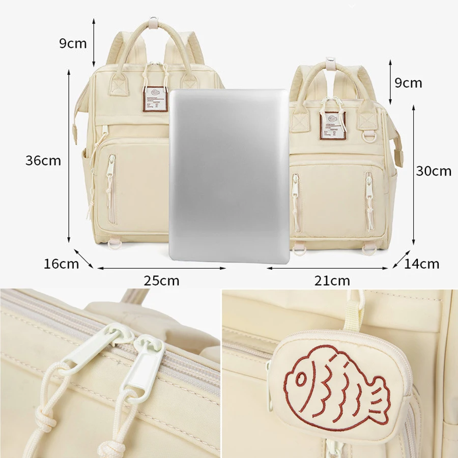 New Cute School Backpack For Girls Large Capacity Children Schoolbag Backpack Solid Color Bookbag Two Size