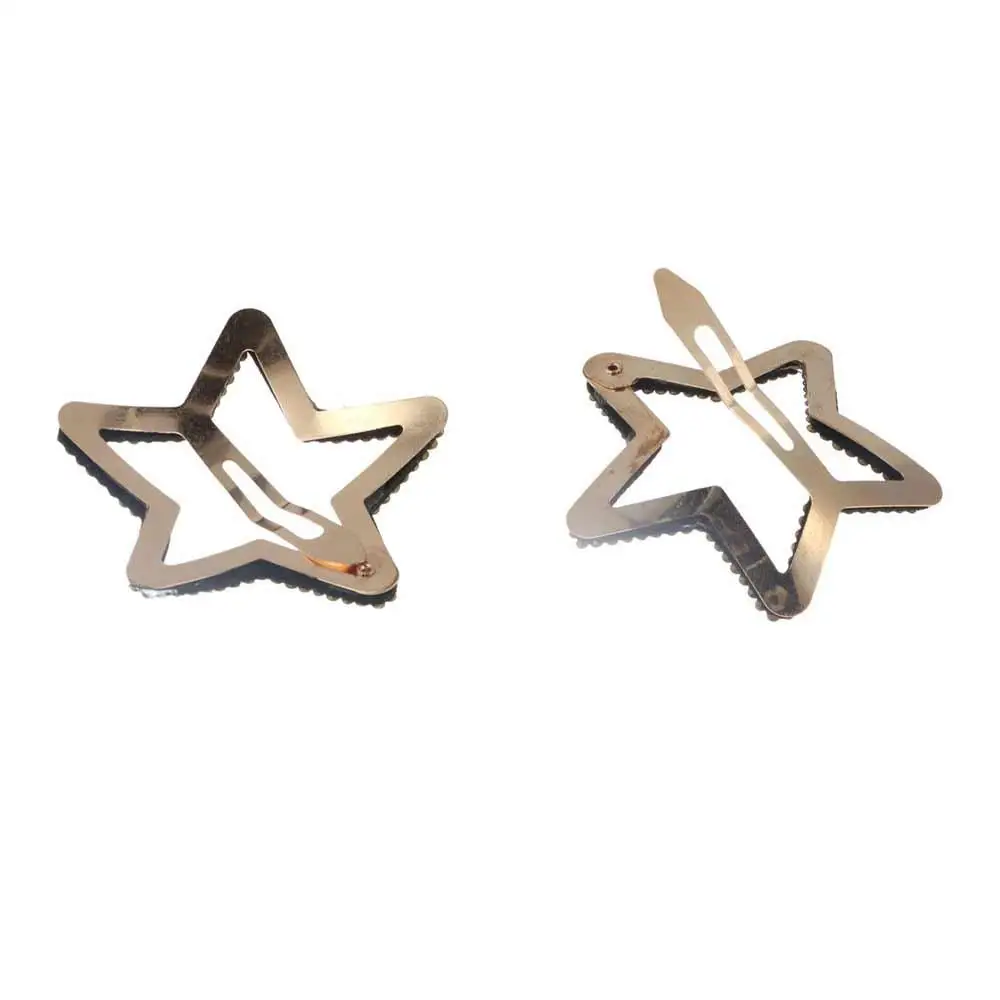Personality Geometric Rhinestone Star BB Clip\ Y2k Metal Star Side Clip Hair Clip Pentagram Hollow Hair Clip Photograph