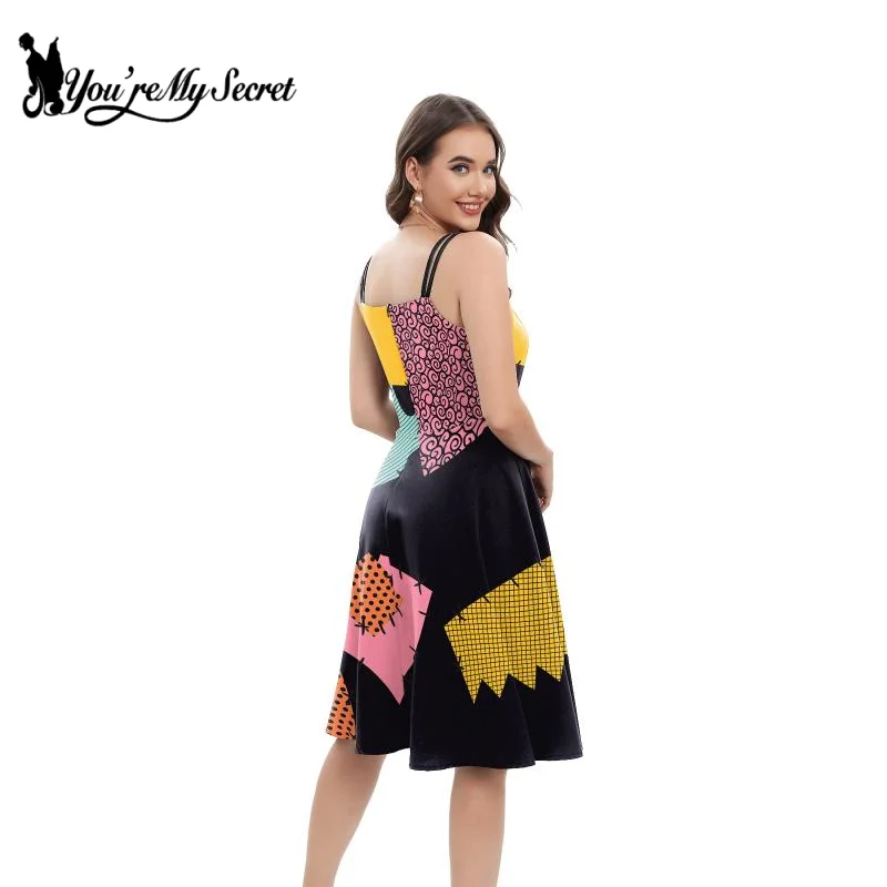 Halloween-Kleid mit Ärmeln, ausgefallenes Cosplay-Partykostüm, Slip-Kleid, Perücke, Socken, Anzug, Filmkostüm, Karnevalskleidung – Detail 6