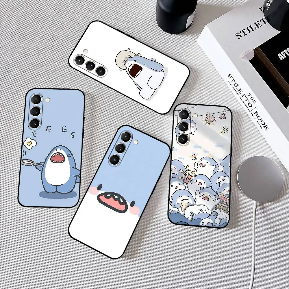 

Cartoon Cute Shark Phone Case Black Ultra-thin Shockproof Case For Samsung S24/S25/S22/S30/Note20/Lite/Ultra/5G/Plus/FE