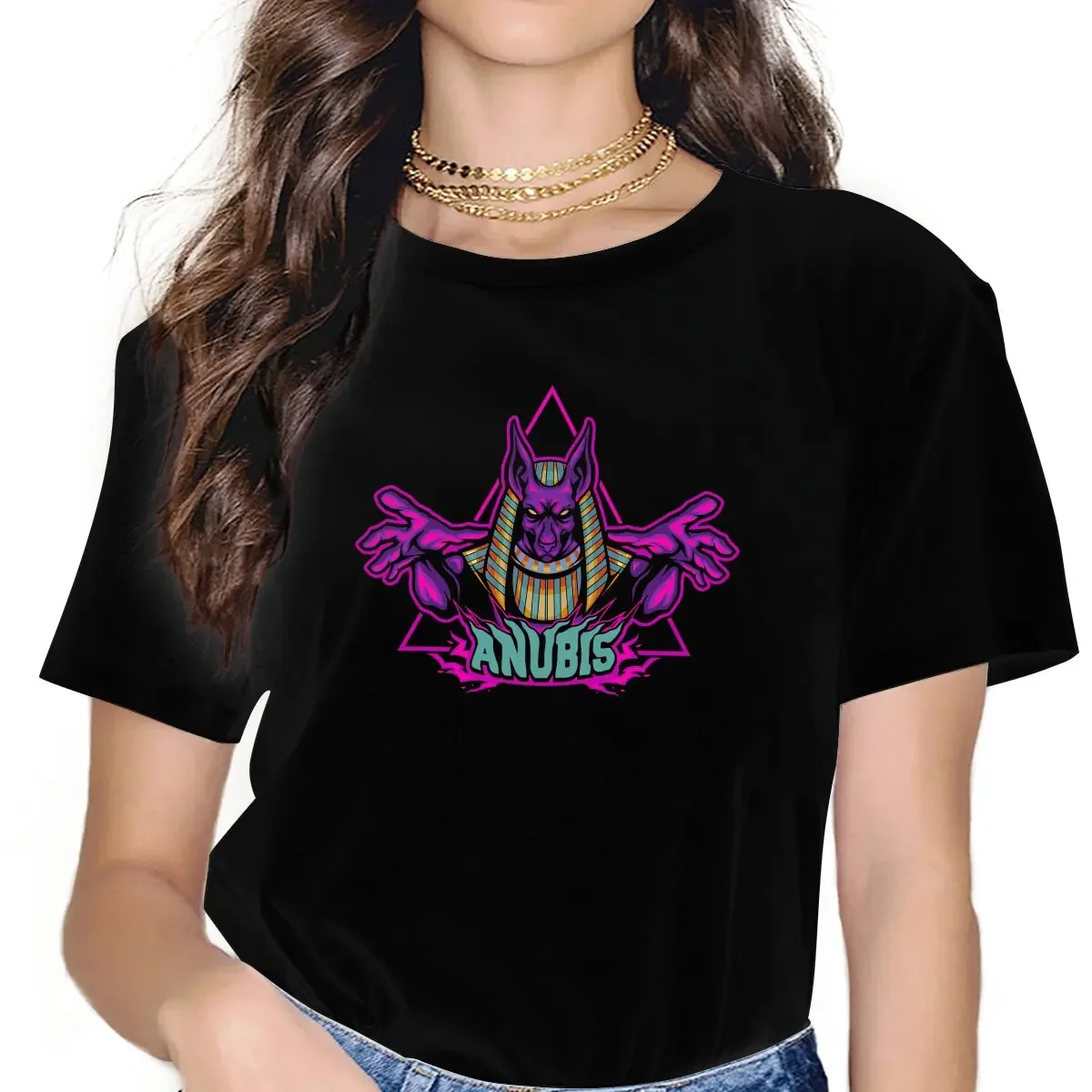 Anubis Mystic Classic Women Clothing Egyptian Ancient Egypt Culture Graphic Female Tshirts Vintage Gothic Loose Tops Tee