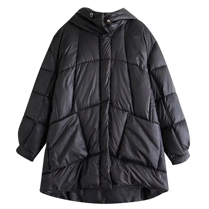 Women\'s Winter Coat Thickened Down Jacket with Hood, Oversized Long Parka Cotton Blend, Warm Windproof Casual Outerwear Z4342