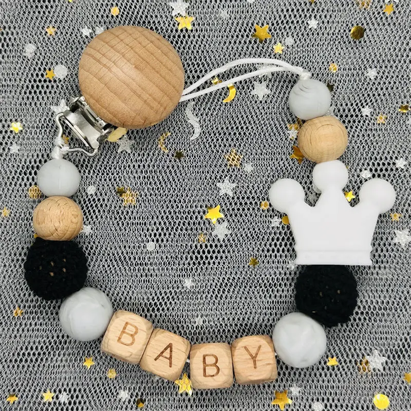 Custom Name Baby Pacifier Chain Clip Dummy Nipples Holder Clip BPA Free Babies Teething Chain Toy Gift For Cute Baby Accessories