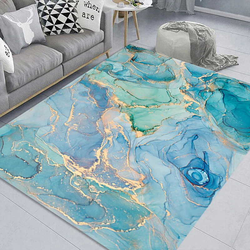 Nordic Colored Marble Non-Slip Carpet for Home Living Room Decorative Floor Mat Porch Door Mat Print Rug Bedroom Anti-Slip Mat