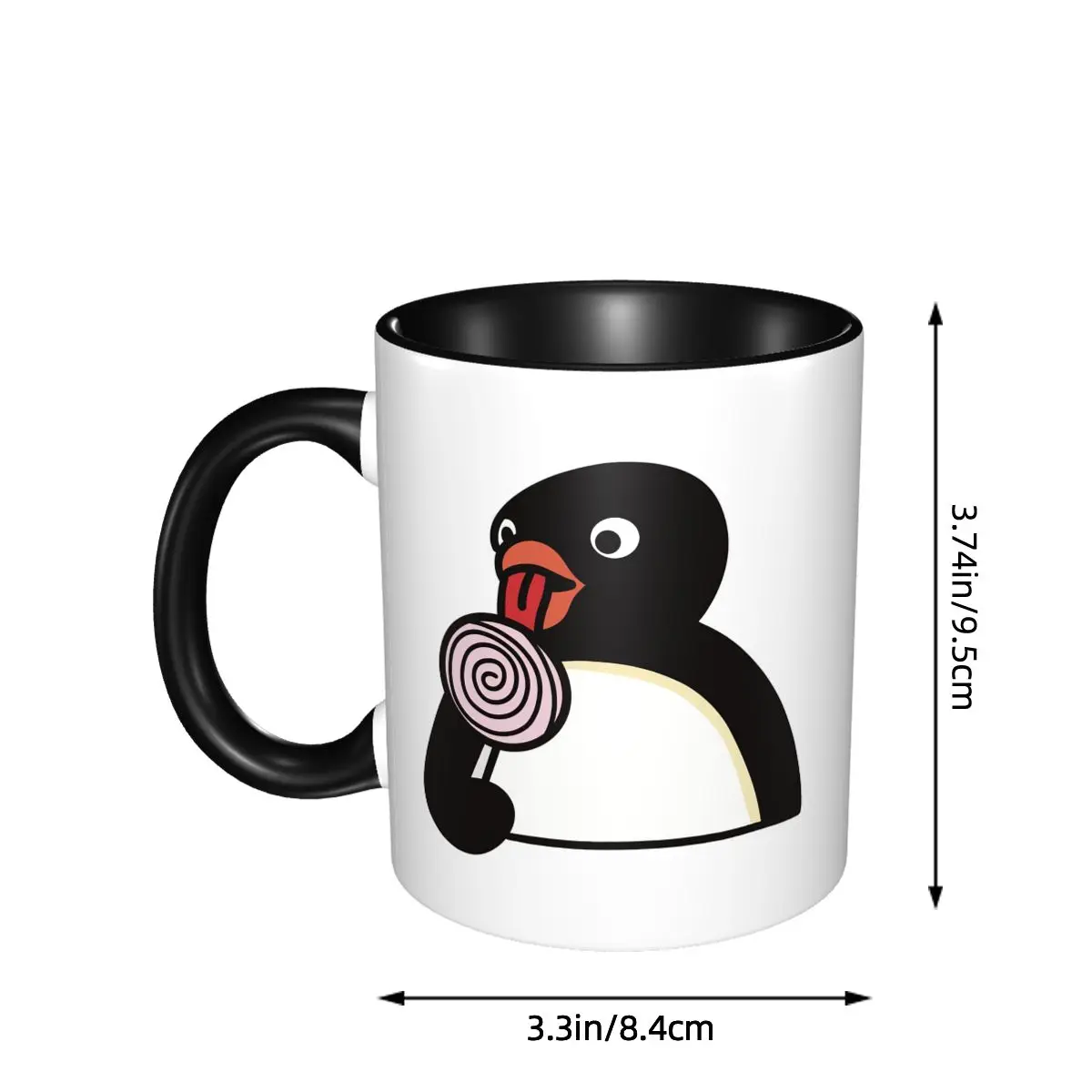 Pingu Eating A Lollipop Mug Funny Ceramic Coffee Cups Tea Mugs Milk Cup Drinkware Gifts for Woman Man