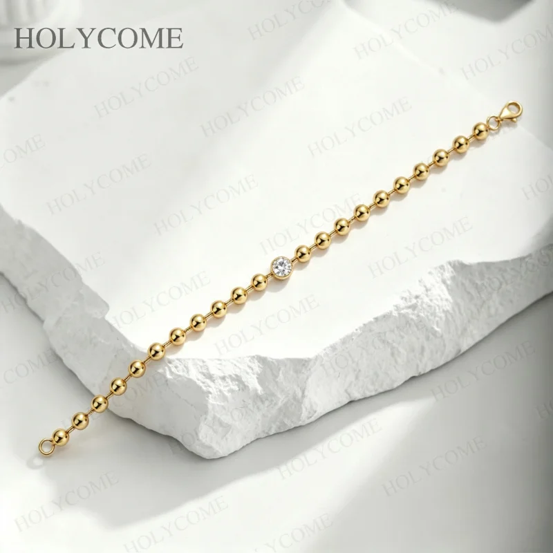 1ct Moissanit Gelbgold INS Damenarmband Kette 925 Silber Moissanit Diamantketten Schmuck für Damen und Herren – Detail 3