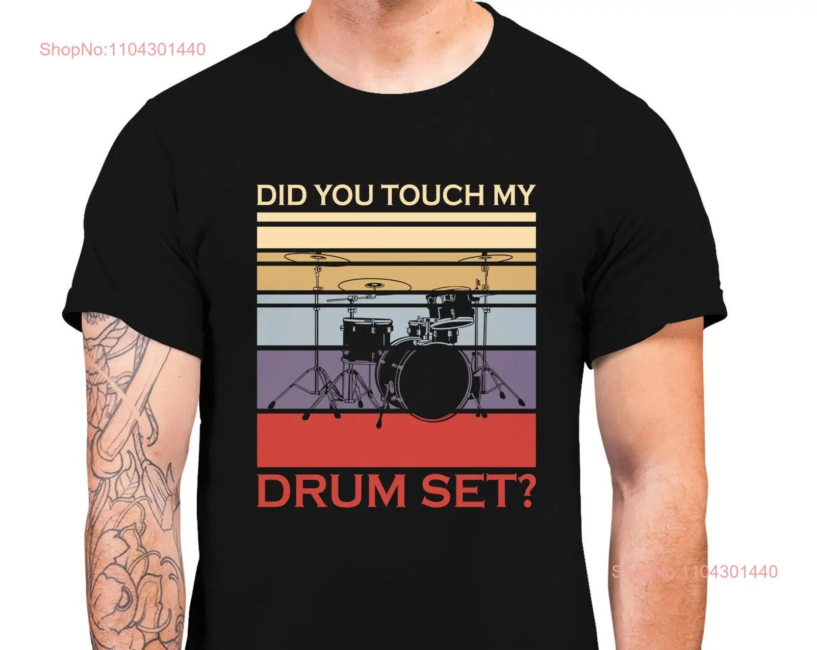 Drummer Drum Set Vintage Retro T shirt For Men Music Lover Funny Top Instrument  long or short sleeves