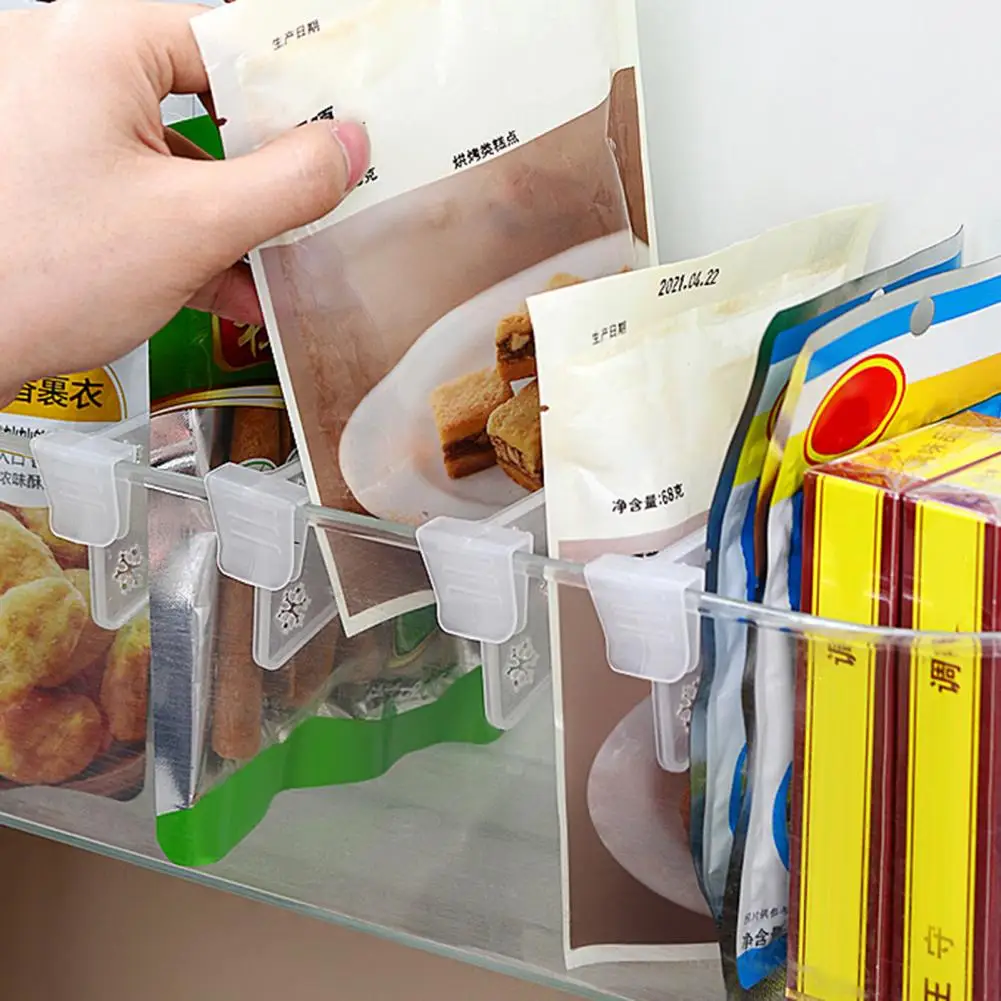 4 Pcs/Set Refrigerator Shelf Dividers Clip Design Convenient Plastic Adjustable Refrigerator Pantry Separators Kitchen Supplies