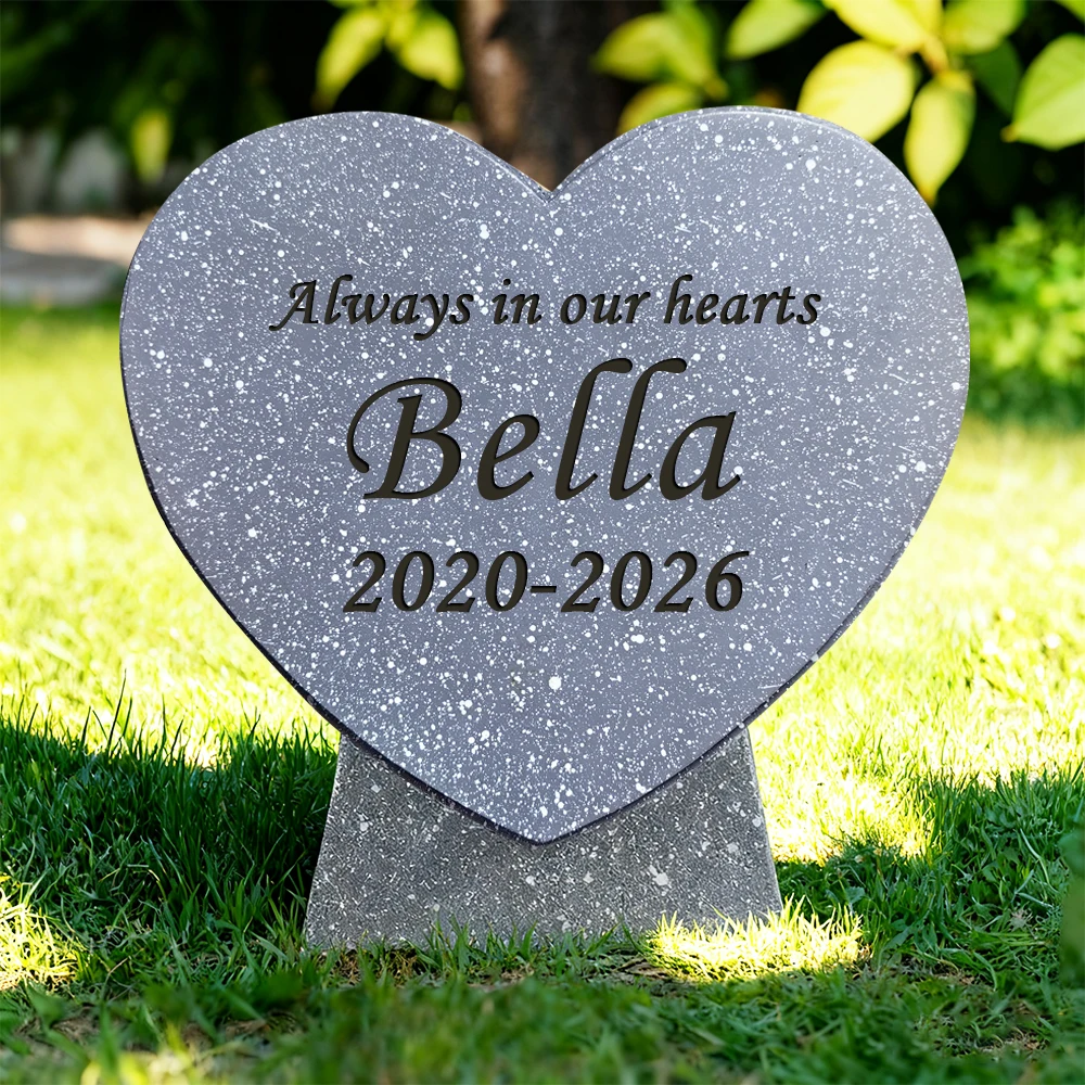 Personalized Memorial Garden Stones Grave Markers With Any Word，Heart-Shaped Remembrance Stone Gravestones Tombstone Plaques