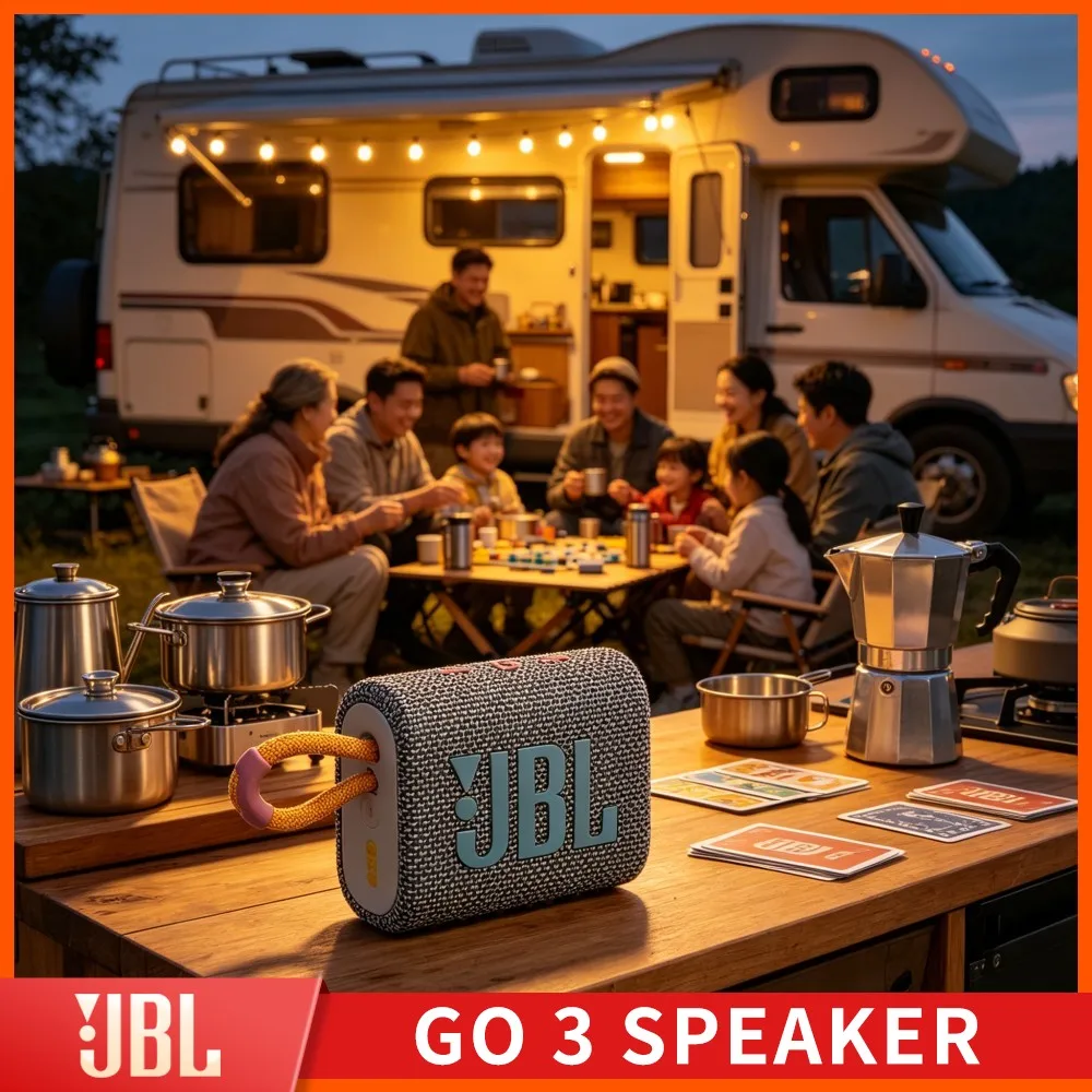 Shower Pool Device JBL GO3 Bluetooth Speaker 5W IPX7 BT5.3 TWS RGB TF USB Handsfree Deep Bass Outdoor Gift