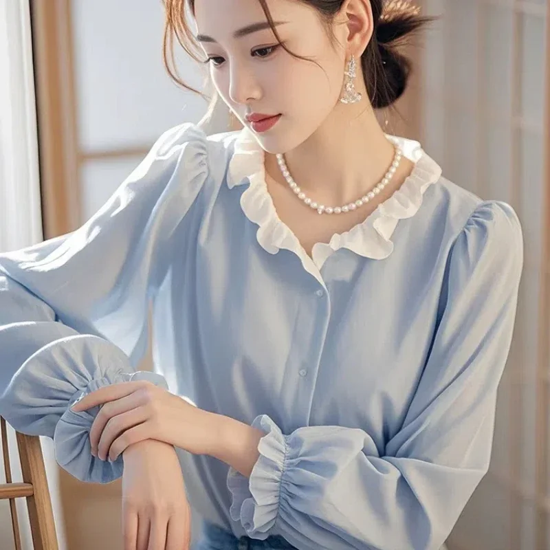 

New Beautiful Top with a Light Luxury and High-end Feel French Temperament Commuting Long Sleeved Shirt for Women