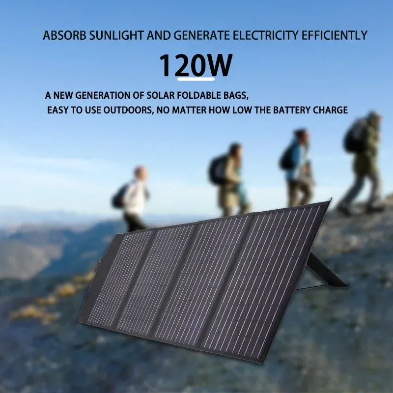 18V 120W Solar Panel Folding Bag USB+DC Output Charger Device Portable Foldable Bag Outdoor Travel Hiking Campaing Power Supply