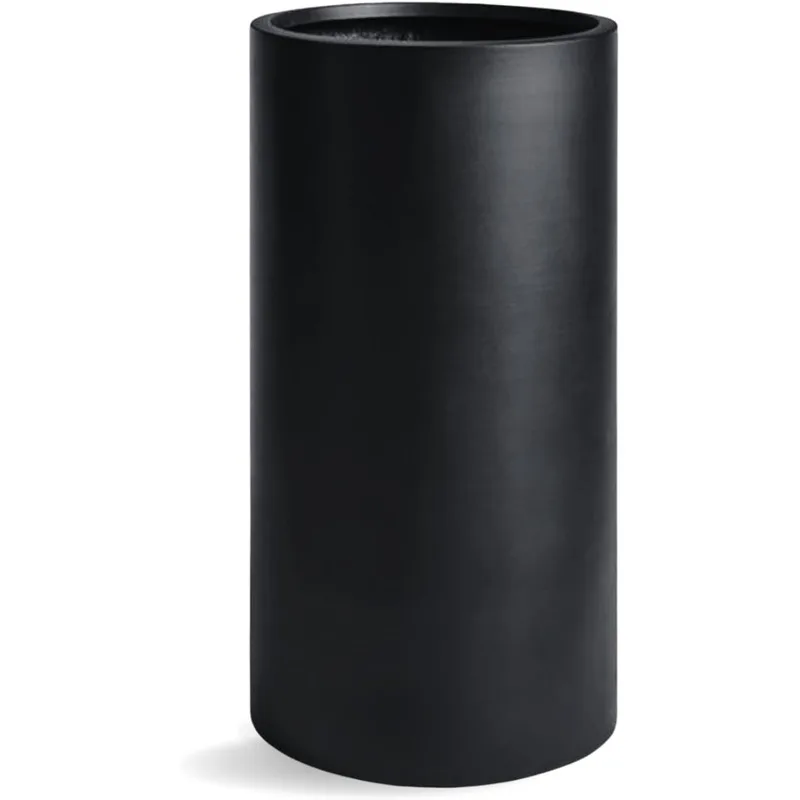

19.5" H x 9.8" D Fiberstone Premium Large Planter, (Black), 8.2" Pot Opening, Round Cylinder Drainage Pots, Lightweight Out