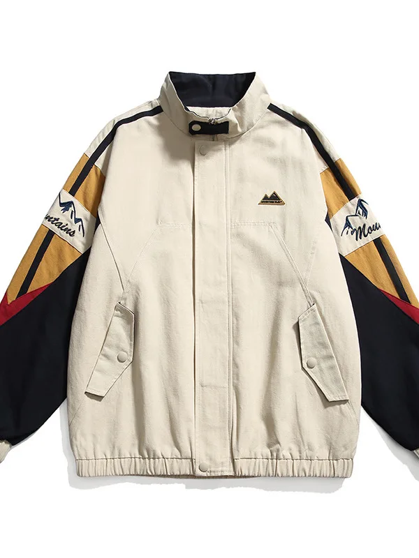 

Весенне-осенняя свободная бейсбольная куртка унисекс с вышивкой и вставками, повседневная верхняя одежда, мужская утепленная куртка с круглым вырезом и длинными рукавами