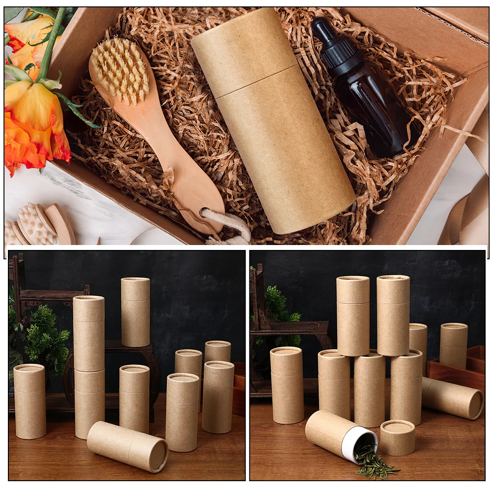 15 Pcs Cardboard Tube Packaging Paper Gift Box Food Containers with Lids Household Storage Jar Kraft Tea