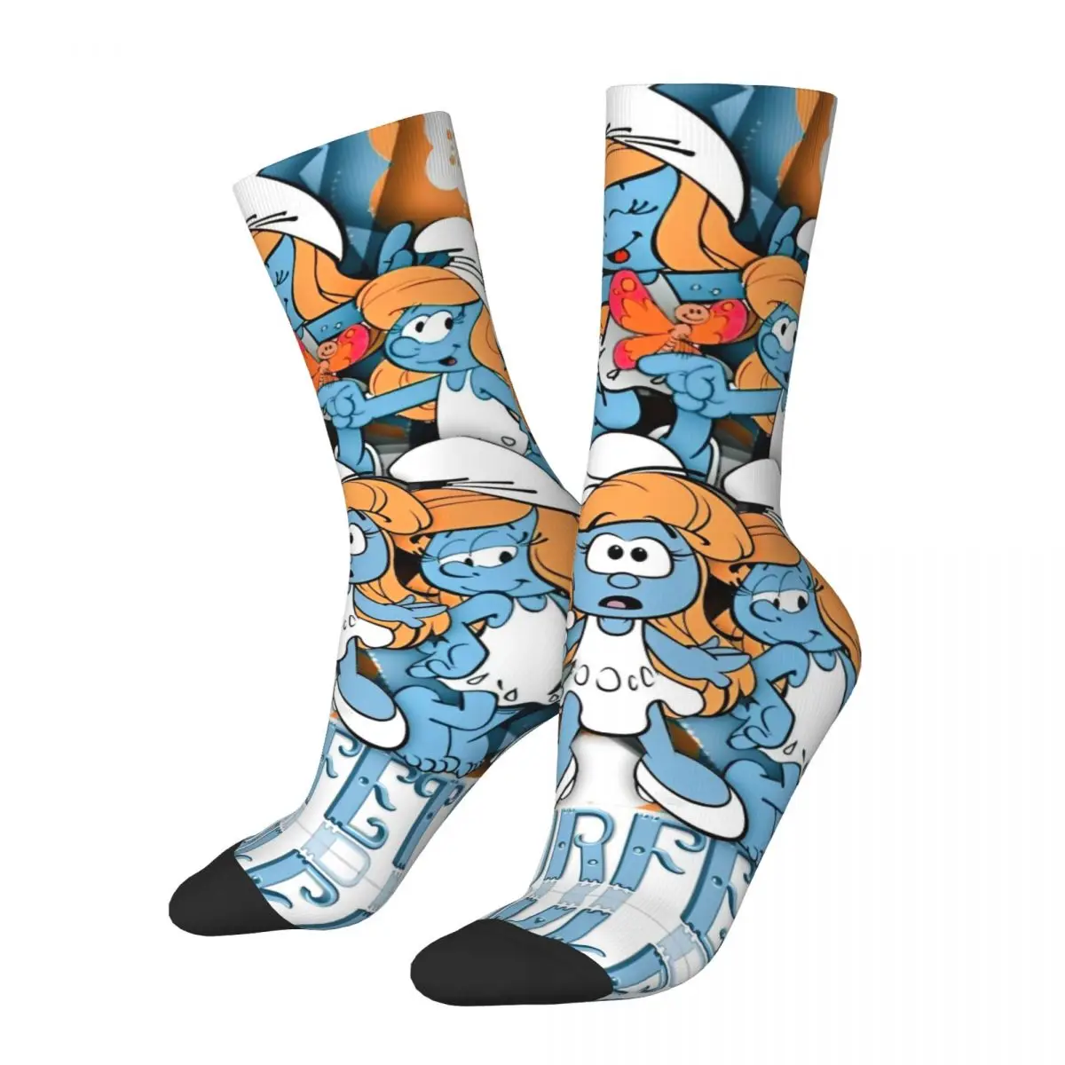 Hip-hop The S-Smurfs Blue Cartoon Anime Theme Cozy Socks Merchandise All Seasons Comfortable Crew Socks Breathable