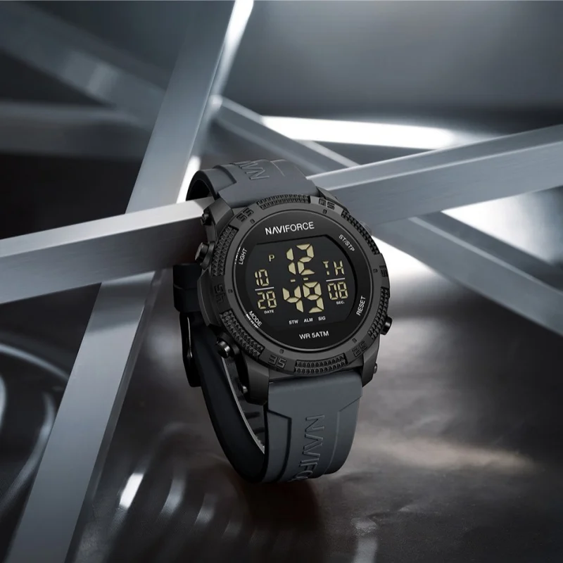 Naviforce 7104 esportes moda masculina relógio eletrônico calendário luminoso à prova dwaterproof água pulseira de silicone simples relógios digitais para homem