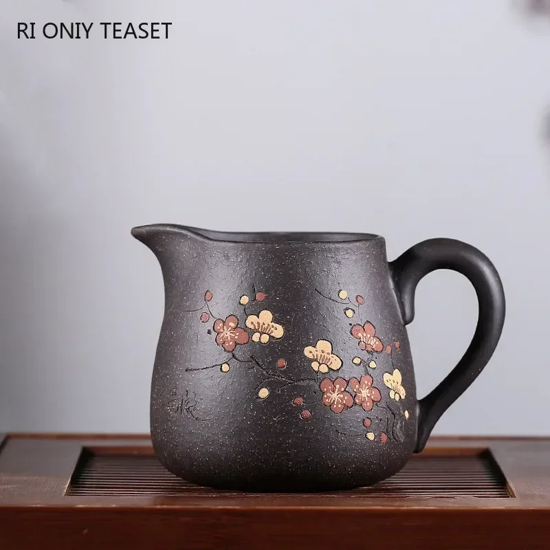 210ml Authentic Yixing Purple Clay Fair Cup Cha Hai Master Hand-carved Plum Blossom Teacup Tea Set Accessories Master Cup